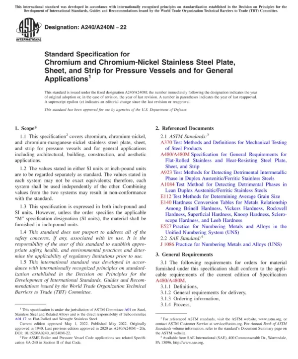 ASTM A240/A240M