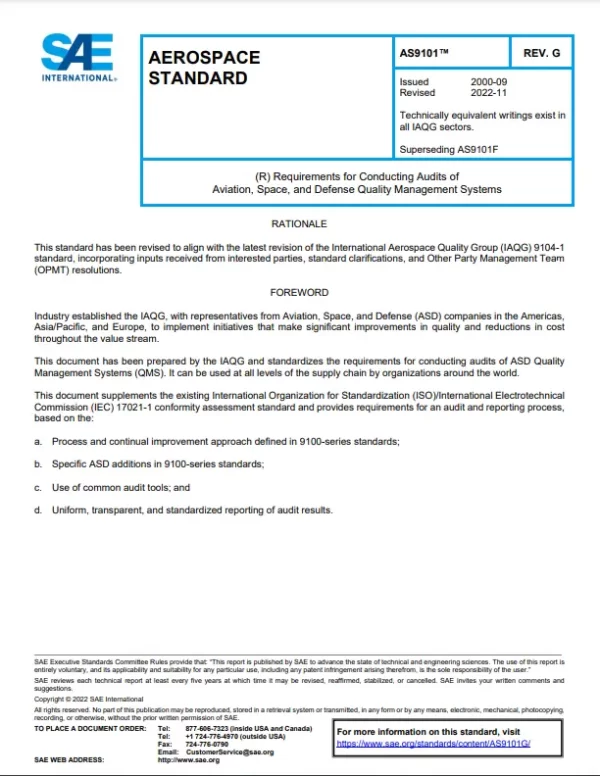 SAE AS9101 Revision G